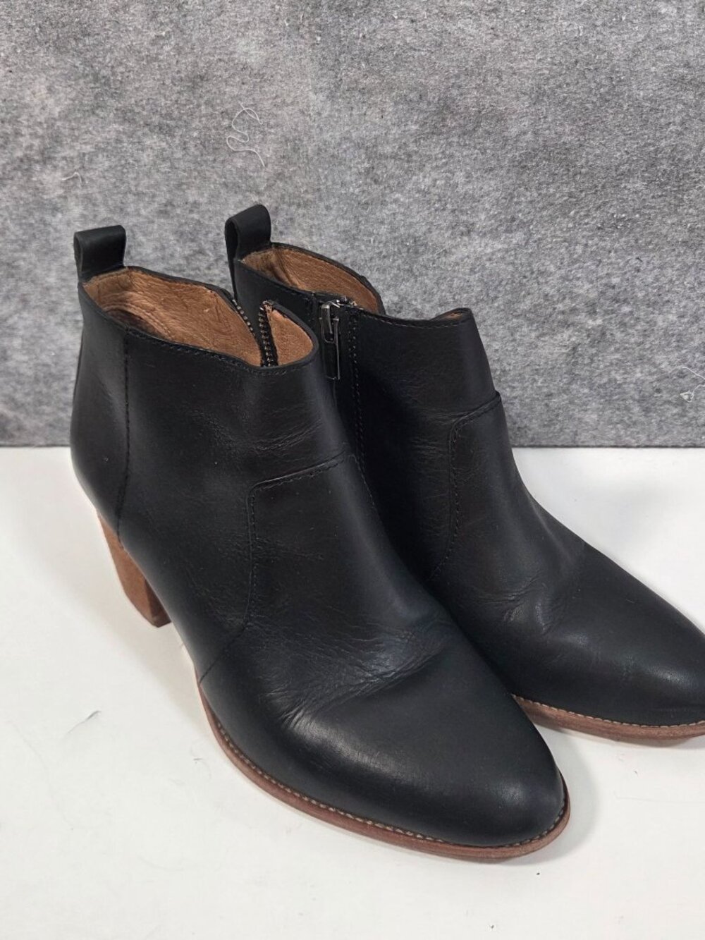 Madewell Black Leather Ankle Boots Size 8.5 Block Heel Booties